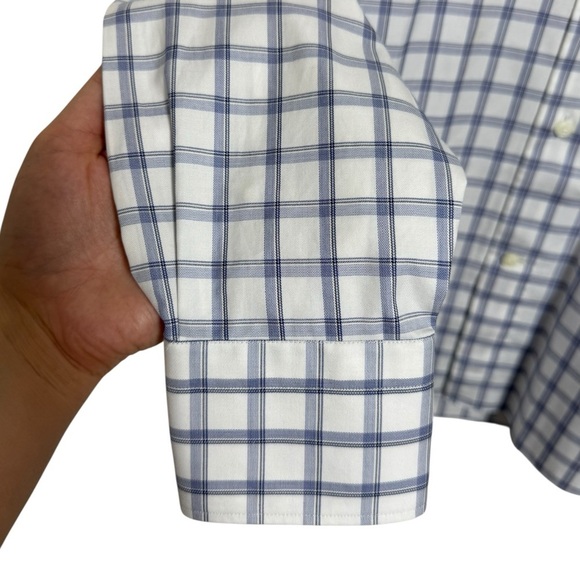 Ermenegildo Zegna Checkered Button Dress Shirt Size 42 Neck 16.5 Blue White - Picture 6 of 7